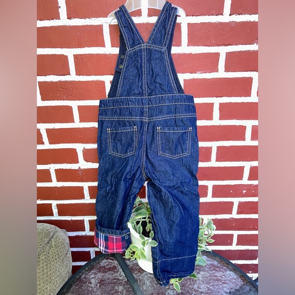 Jeans overalls with adjustable plaid hem and graphic print | size 24m - Picture 2 of 5